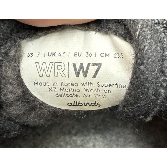 Allbirds Wool Runners Charcoal Gray Merino Wool Shoes Women's Size 7 - Picture 5 of 6